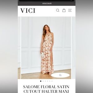 Salome floral satin cutout halter maxi dress